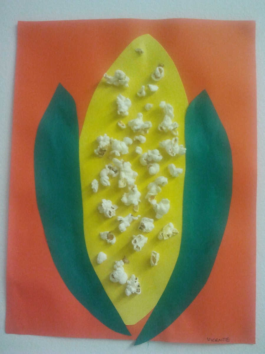 Activité manuelle pour fabriquer un Épi de maïs décoré de pop-corn