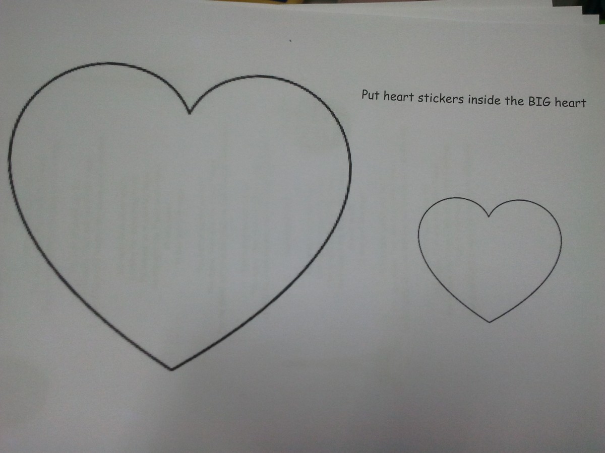 Activité pour enfant collage de coeur / Children english activity sticking hearts