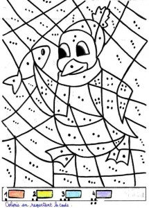 coloriage papa pingouin pour apprendre à compter