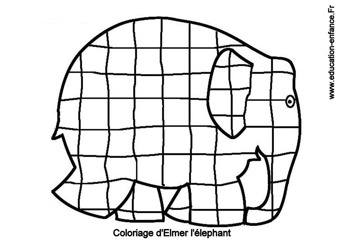 Coloriage d’Elmer | education-enfance.fr