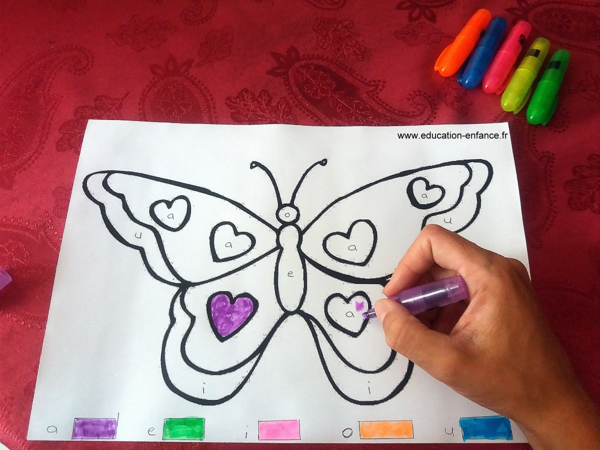 Coloriage papillon pour apprendre les lettres