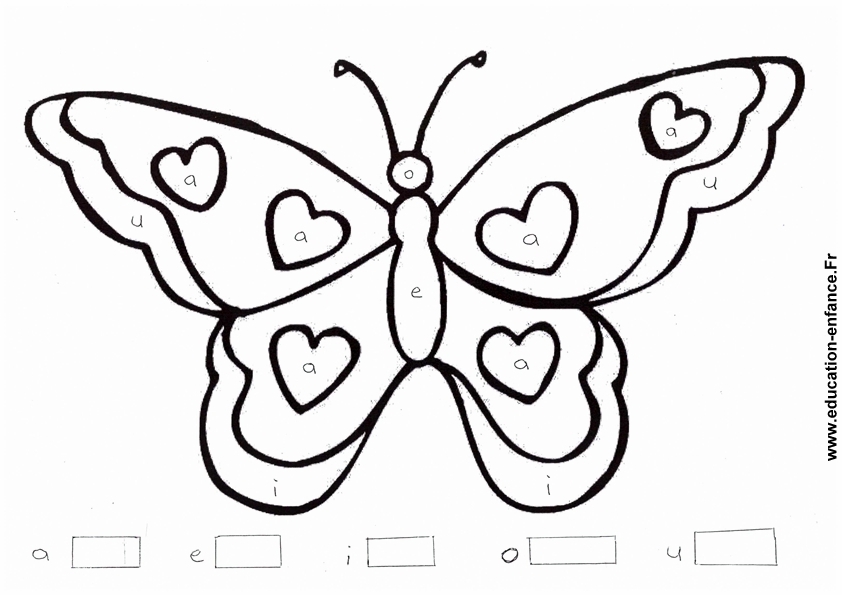 Coloriage papillon pour apprendre les lettres