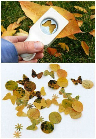 Activité d’automne pour enfant: perforer feuilles d’automne