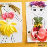 collage pour enfant de fleurs animaux visage personnages