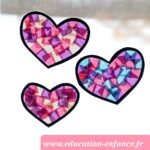 Activité manuelle pour enfant :coeurs en vitrail