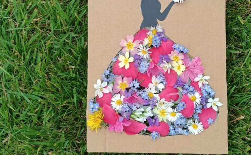 Activité nature, créative et design: réaliser une jolie robe de princesse fleurie